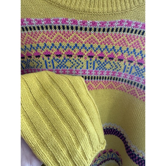Easel Women's Mustard Yellow Fair Isle Knit Sweater Size Small - Picture 3 of 7